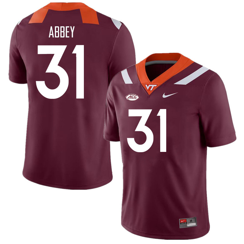 Men #31 Jason Abbey Virginia Tech Hokies College Football Jerseys Stitched Sale-Maroon - Click Image to Close